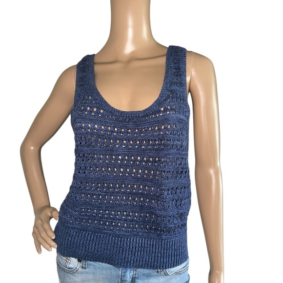 Old Navy Blue Sweater Ribbed Tank Top size Large - Picture 1 of 7